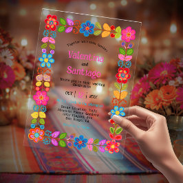 Invitaciones Acrílicas Boda floral mexicana moderna