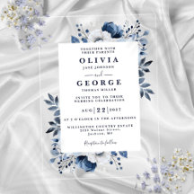 Boda Floral Moderno Azul Y Blanco De La Marina