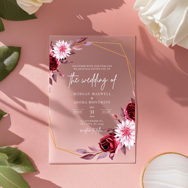 Invitaciones Acrílicas Boda floral moderno y elegante (Subido por el creador)