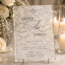 Invitaciones Acrílicas Boda floral monograma