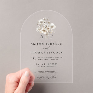 Invitaciones Acrílicas Boda floral monograma rústico elegante