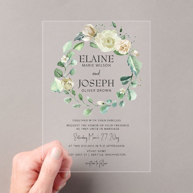Invitaciones Acrílicas Boda floral neutra y botánico de aire rústico (Insitu (portátil))