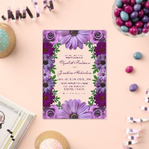 Invitaciones Acrílicas Boda floral púrpura regia