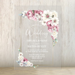 Invitaciones Acrílicas Boda Floral Rosa
