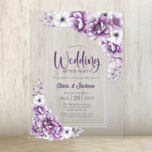 Invitaciones Acrílicas Boda Floral Rosa Después Del Fiesta
