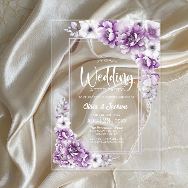 Invitaciones Acrílicas Boda Floral Rosa Después Del Fiesta (Subido por el creador)