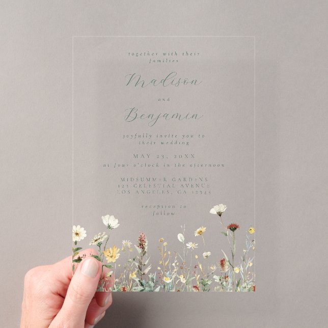 Invitaciones Acrílicas Boda Floral Rústica (Insitu (portátil))