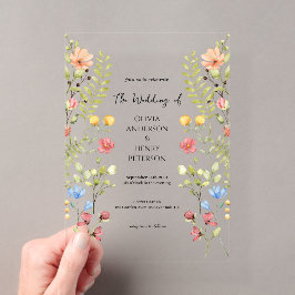 Invitaciones Acrílicas Boda Floral Silvestre de Primavera