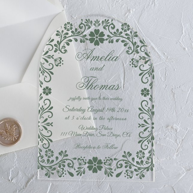 Invitaciones Acrílicas Boda floral verde (Subido por el creador)