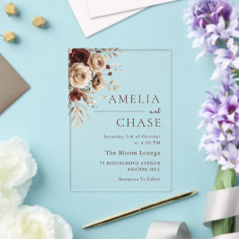 Invitaciones Acrílicas Boda Floral Vintage Bohemio