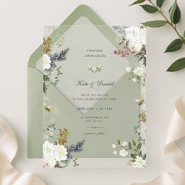 Invitaciones Acrílicas Boda Floral Vintage Rústica Minimalista