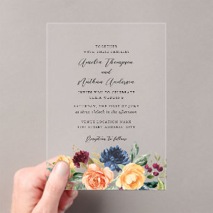 Invitaciones Acrílicas Boda Florales Botánicos Rústicos