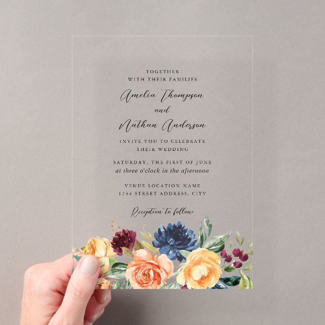 Invitaciones Acrílicas Boda Florales Botánicos Rústicos (Insitu (portátil))