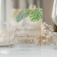 Boda Foliaje Verde Dorado Tropical
