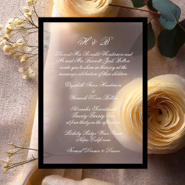 Invitaciones Acrílicas Boda Formal Blanco Monograma Marco Negro