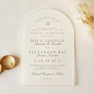 Invitaciones Acrílicas Boda Formal Caligrafía Elegante Blanco Gris Oscuro