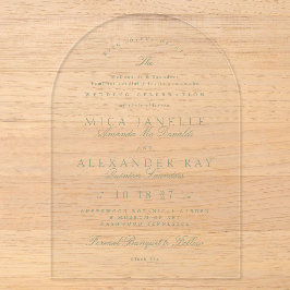 Invitaciones Acrílicas Boda Formal Caligrafía Elegante Verde Salvia