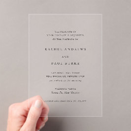 Invitaciones Acrílicas Boda Formal Clásica Atemporal