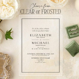 Invitaciones Acrílicas Boda formal clásico simple en blanco y negro