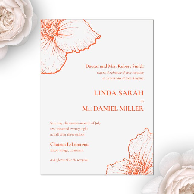 Invitaciones Acrílicas Boda formal de dibujo de Verona Sunset Clematis 💍 (Subido por el creador)