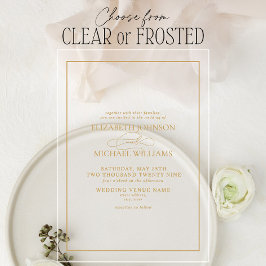 Invitaciones Acrílicas Boda formal de guiones clásicos de oro