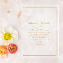 Invitaciones Acrílicas Boda formal de guiones clásicos de oro