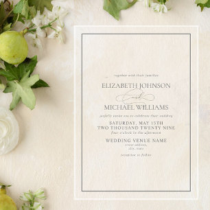 Invitaciones Acrílicas Boda Formal de Letra Clásica en Verde Sage