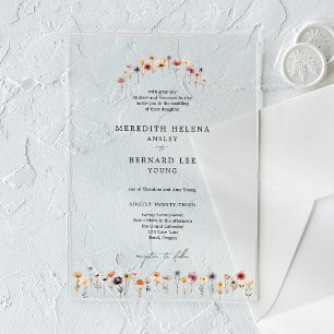 Invitaciones Acrílicas Boda Formal Floral Colorida