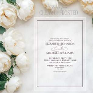 Invitaciones Acrílicas Boda Formal Púrpura Clásica con Letra Script