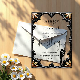 Invitaciones Acrílicas Boda Formal Romántico De Color Negro Y Blanco