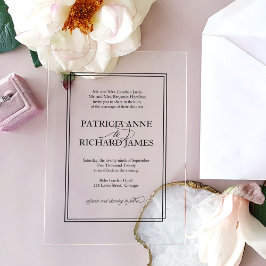 Invitaciones Acrílicas Boda formal simple y elegante