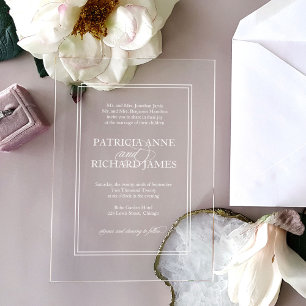 Invitaciones Acrílicas Boda formal simple y elegante