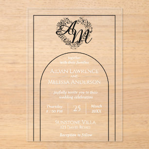 Invitaciones Acrílicas Boda fotográfico de estilo artístico moderno