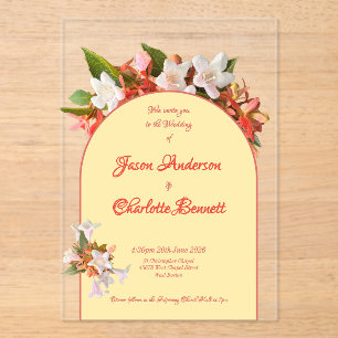 Invitaciones Acrílicas Boda fotográfico de manteca amarilla y miel