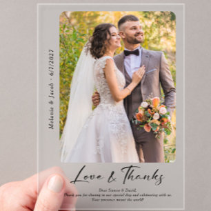 Invitaciones Acrílicas Boda fotográfico Gracias Frosted