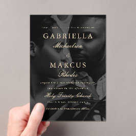 Invitaciones Acrílicas Boda fotográfico superpuesto de tipografía clásica