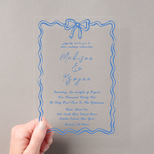 Invitaciones Acrílicas Boda Garabatos Dibujados a Mano Caprichosos