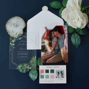 Invitaciones Acrílicas Boda geométrico botánico moderno