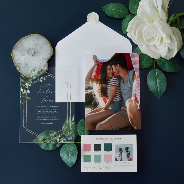 Invitaciones Acrílicas Boda geométrico botánico moderno (Subido por el creador)