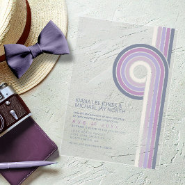 Invitaciones Acrílicas Boda geométrico de líneas refinadas Violet ID983