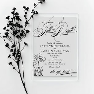 Invitaciones Acrílicas Boda gótica elegante de flores silvestres
