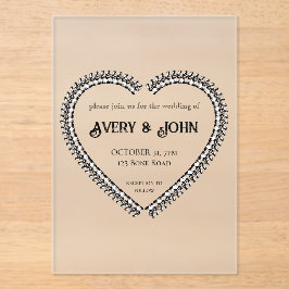 Invitaciones Acrílicas Boda gótico minimalista negro y blanco