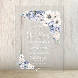 Invitaciones Acrílicas Boda Gray Floral