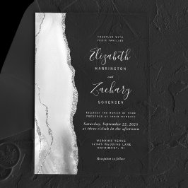 Invitaciones Acrílicas Boda Gray White Silver Agate