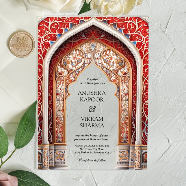 Invitaciones Acrílicas Boda Indio del Arco Rojo del Palacio Real (Subido por el creador)
