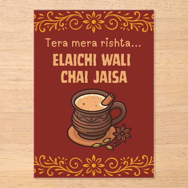 Invitaciones Acrílicas Boda indio paquistaní Desi Rótulo de comida Mehndi (Anverso)