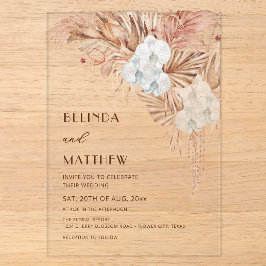 Invitaciones Acrílicas Boda informal con flores de acuarela boho