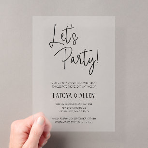 Invitaciones Acrílicas Boda informal de escapada Boda recepción Fiesta