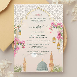 Invitaciones Acrílicas Boda Islámica de Lujo Masjid An-Nabawi Nikah