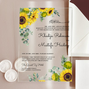 Invitaciones Acrílicas Boda Islámica Musulmana de Eucalipto Soleado Rústi